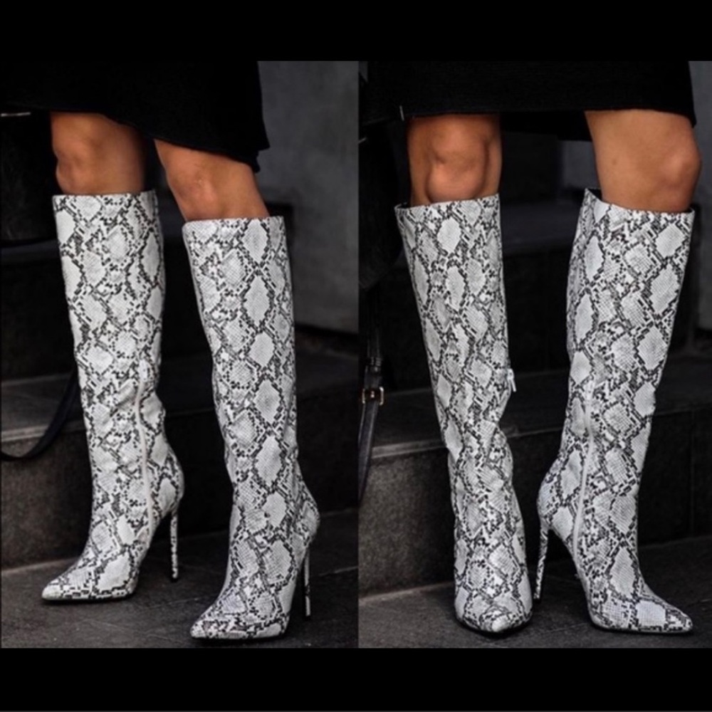 Vici snakeskin knee high boots